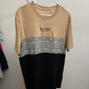 Guess Tan and Black Short Sleeve Tee